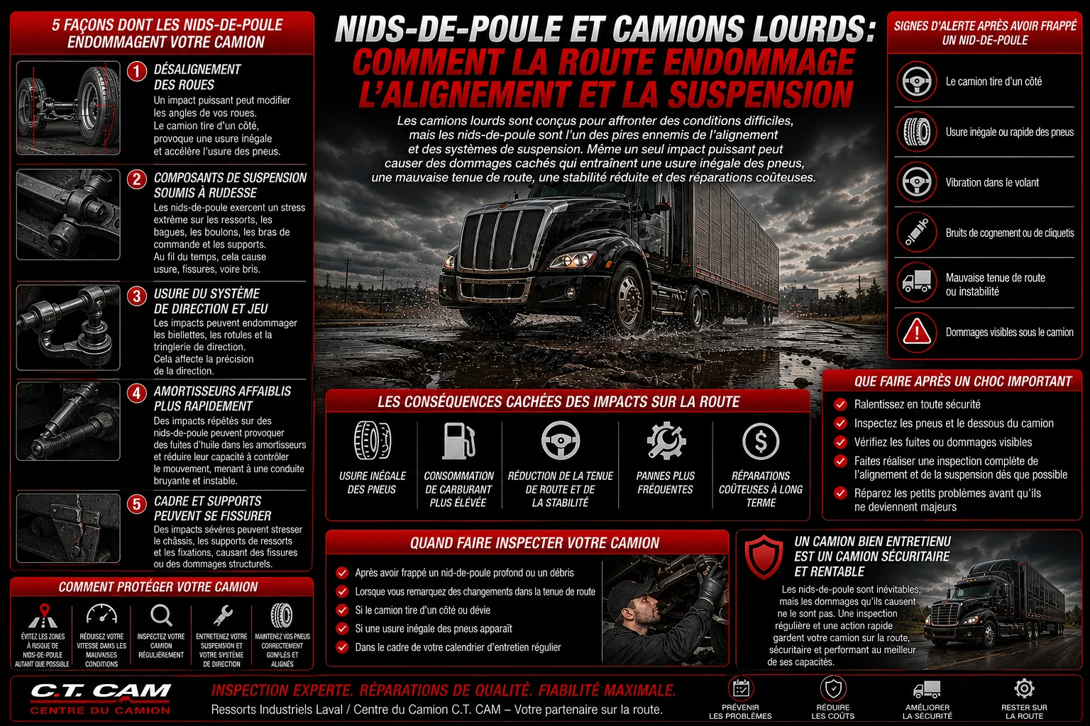 Impact-nids-de-poule-camion-suspension-alignement-pneus-Laval