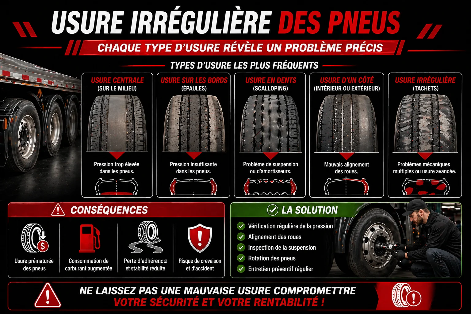 Usure-irreguliere-pneus-camion-causes-alignement-suspension-Laval